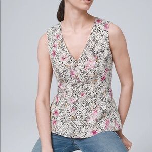 Whbm V-Neck Sleeveless Peplum Tank